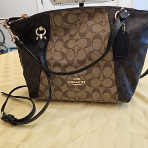 Coach Signature Brown and Black Shoulder Bag